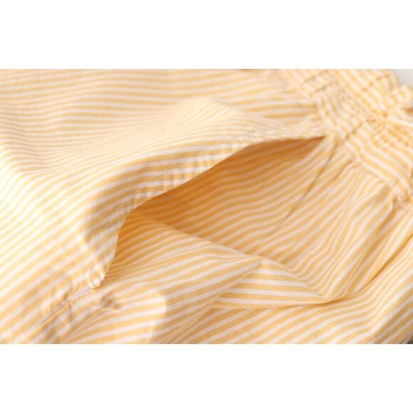 Xirena Womens Medium Yellow Butter Stripe Caysen Shorts High Waisted 100% Cotton - Picture 9 of 9